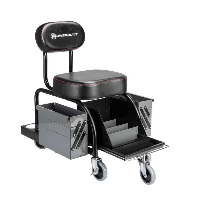 Powerbuilt Professional Shop Seat With Expandable Side Trays, 3 of 4