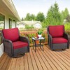 3-Piece Outdoor Wicker Rattan Swivel Rocking Chair Set With Armored Glass Side Table & Premium Cushions - 360° Swivel Patio Furniture - 2 of 4