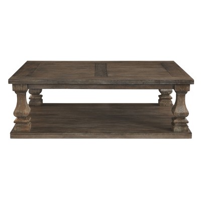 Gray Elm Veneer Rectangular Coffee Table with Shelf