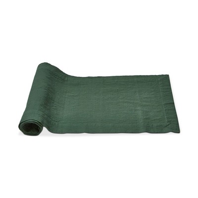 tagltd 72"Lx 14.5"W in. Threads Woven 2 in. Hem Solid Green Table Runner Cotton Machine Wash
