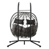 2 Persons Egg Chair With Stand, Large Rattan Wicker Swing With Headrest, Thick Cushion, Indoor Outdoor Hanging Basket Chair - 4 of 4