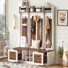 TIRAMISUBEST 5-in-1 Entryway Bench with Coat Rack, 7 Sturdy Hooks, 2 Spacious Drawers and Adjustable Shelves, 58.8'' Wide Hall Tree with Metal Handles - 3 of 4