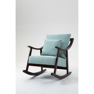 Upholstered Rocking Chair with Fabric Padded Seat,Comfortable Rocker Solid Wood for Living Room,Modern Armchair