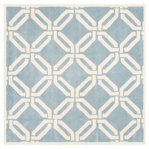 Blue/Ivory Abstract Tufted Square Area Rug - (5