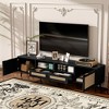 MAYEERTY Rattan TV Stand for TVs up to 85", Modern Framhouse Media Console, Entertainment with SOlid Wood Legs for living Room - 3 of 4