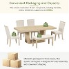 GDFStudio Sira Contemporary 6 Piece Rubberwood Dining Set with Extendable Table and Linen Upholstered Seats, Natural/Beige - 4 of 4