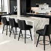 Vipbear Counter Height Bar Stools Set of 2, 26" H Swivel Bar Stools with Backs,PU Leather Upholstered Bar Chairs with Solid Wood Legs - 2 of 4