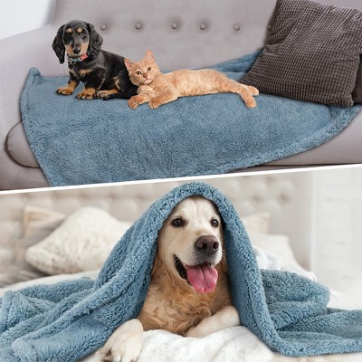 Small Dusty Blue Sherpa Fleece Pet Blanket