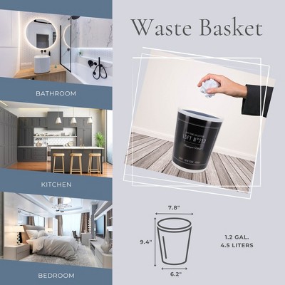 Chic Black Plastic Office Waste Basket 4.5L