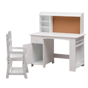 CuisinSmart Study Desk and Chair Set for Children, Study Table for Kids - Features Bookshelf, Bulletin Board, Cabinets and Drawer - 1 of 4