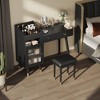 VYNXARIA Modern Makeup Vanity Desk with Drawers, Cabinet & Charging Port, Space-saving Dressing Table Set with Stool for Small Places, Black - 2 of 4