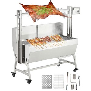 Stainless Steel Electric Rotisserie Grill with Motor, 60-90kg Capacity, Wind Baffle & Wheels, for Whole Pig Lamb BBQ, Outdoor Use - 1 of 4
