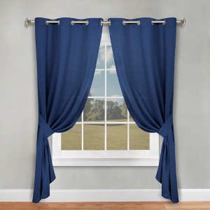 Classic Modern Solid Room Darkening Semi-Blackout Curtains, Grommets, Set of 2 by Blue Nile Mills - 1 of 4