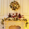 6FT Pre-Lit Christmas Garland with 20 LED Lights, Gold Magnolia, Ribbon, Ornaments & Pine Cones - Battery Operated Decor for Mantel & Stairs - 3 of 4