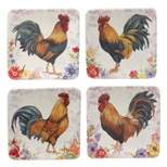 Set of 4 Floral Rooster Assorted Canape/Dining Plates - Certified International
