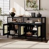 PAGED Bohemian Rattan Storage Cabinet with Adjustable Shelves, Push-to-Open Sideboard Cabinet, Ash Veneer Buffet Cabinet, Pantry Cabinet - 2 of 4