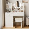 KTMBDW Dressing Table, Makeup Table with Drawers, Vanity Desk with Mirror and LED Lights, 3 Lighting Modes, Makeup Writing Desk for Bedroom, White - 2 of 4