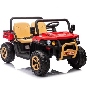 24V Kids 2-Seater Ride On Dump Truck, 4×35W Motors, Electric Bed, Shovel, Remote, Bluetooth, Music & LED Lights - 1 of 4