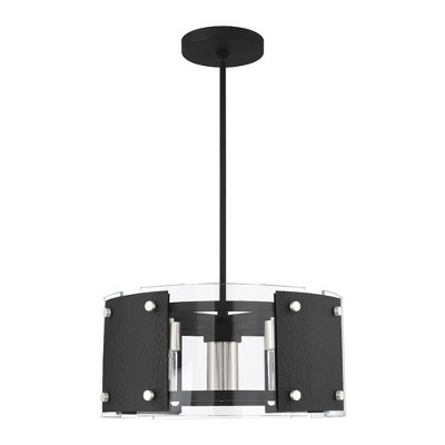 Black and Brushed Nickel Mini Drum Pendant Light