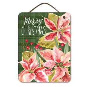 Courtside Market Merry Christmas Poinsettias 12x16 Hanging Artboard with Twine - 1 of 2
