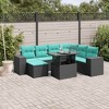 vidaXL Patio Sofa Set with Cushions Table and Couches 8 Piece Poly Rattan - Black - 2 of 4