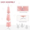 HOMCOM 6ft Tall Pencil Prelit Artificial Christmas Tree Holiday Décor with 360 Colorful Surface Branches, 200 Colorful LED Lights, Pink - 4 of 4