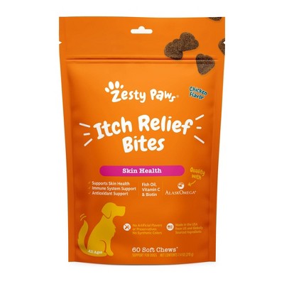 Zesty Paws Itch Relief Bites Chicken Dog Vitamin and Supplements - 60ct