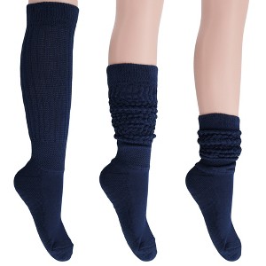 Women's Slouch Socks – Soft Cotton Scrunch Socks, Retro Knee-High Boot Socks for Casual Wear & Comfort (6 Pairs) - 1 of 1