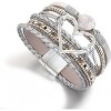 Leather Wrap Bracelet with Heart-Shape Decor & Crystal Beads, Bohemian Cuff Bangle for Women & Girls - 3 of 4