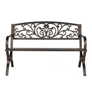 Karl Home|Ethanael Powder Coated Steel Outdoor Bench - 1 of 4