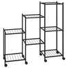 vidaXL Flower Stand with Wheels 32.7"x9.8"x32.9" Black Iron - 2 of 4