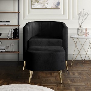 ChaletPosh Accent Chair with Stool - 1 of 4