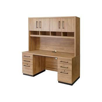 Abbott Contemporary Wood Laminate Wood Doors Hutch Light Brown - Martin Furniture