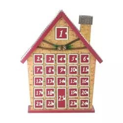 Northlight 15" Red and Beige House with Advent Calendar Tabletop Christmas Decoration