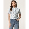 INSPIRE CHIC Women's Peter Pan Frilled Short Sleeve Floral Cotton Top - 3 of 4