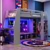 Whisen Wood Twin Size Gaming Loft Bed with Desk, Multi-storage Shelves, LED and a Hanging Clothes Rack - 2 of 4