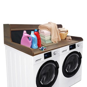 Laundry Countertop, 2-Tier Washer Dryer Countertop with 2 Drawers - 2.75'' Edge Rails, Waterproof Wood, Anti-Slip Pads (54''W¡Á27.55''D) - 1 of 4
