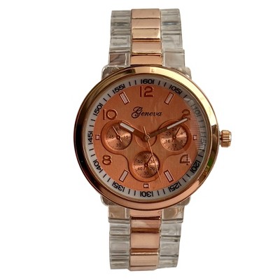 Olivia Pratt Clear and Metallic Band Women Watch