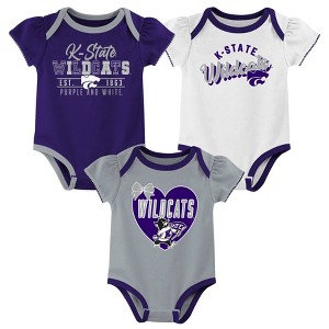 NCAA Kansas State Wildcats Infant Girls' 3pk Bodysuit - 1 of 4
