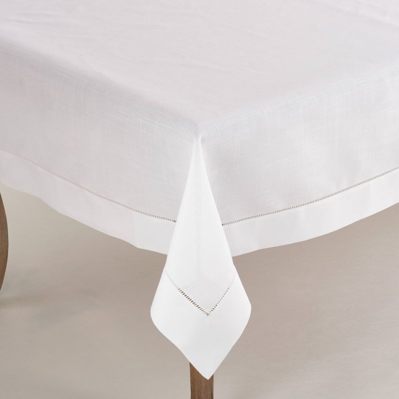 60&#34;x60&#34; Square Tablecloth with Hemstitch Border Design White - Saro Lifestyle, 2 of 6