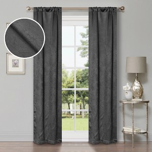 Modern Geometric Waves Room Darkening Semi-Blackout Curtains, Set of 2 by Blue Nile Mills - 1 of 4