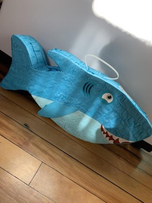 Blue Shark Pinata for Under The Sea Birthday Party Decorations (Small, 16.6 x 6.5 in) - Blue