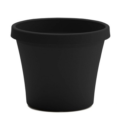 12" Diameter Round Black Resin Planter Pot with Pre-Drilled Drainage Holes for Indoor and Outdoor Gardening