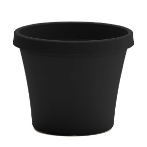 12" Diameter Round Black Resin Planter Pot with Pre-Drilled Drainage Holes for Indoor and Outdoor Gardening - 1 of 4