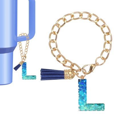 Unique Bargains Epoxy Resin Colorful Glittery Personalized Keychain Blue
