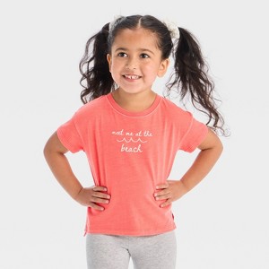 Toddler Girls' Short Sleeve Beach Graphic T-Shirt - Cat & Jack™ Coral Orange - 1 of 4