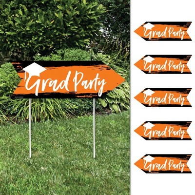 Big Dot of Happiness Orange Grad - Best is Yet to Come - Arrow Orange Graduation Party Direction Signs - Double Sided Outdoor Yard Signs - Set of 6