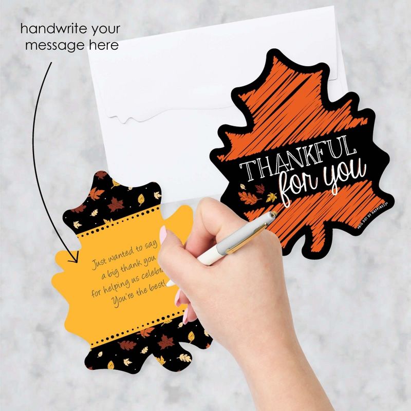 Big Dot of Happiness Give Thanks - Shaped Thank You Cards - Thanksgiving Party Thank You Note Cards with Envelopes - Set of 12, 2 of 8
