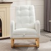 High Back Accent Rocking Chair with Footrest,Padded Lounge Armchair with Rubber Wood Base for Bedroom Living Room-Baofuwish - 3 of 4