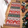 Machine Washable Area Rug, Low Pile Non-Slip Floor Mat with Snowmen & Houses, Festive Holiday Carpet for Living Room Bedroom, Red/Green - 3 of 4